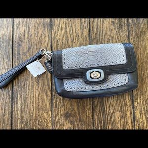 Coach Snake / Python and Black Wristlet Clutch